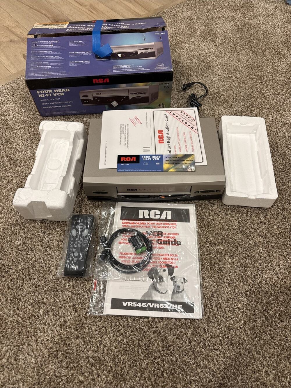 RCA VR637HF 4-Head Hi-Fi Stereo VHS VCR NEW Open Box Remote Original Box